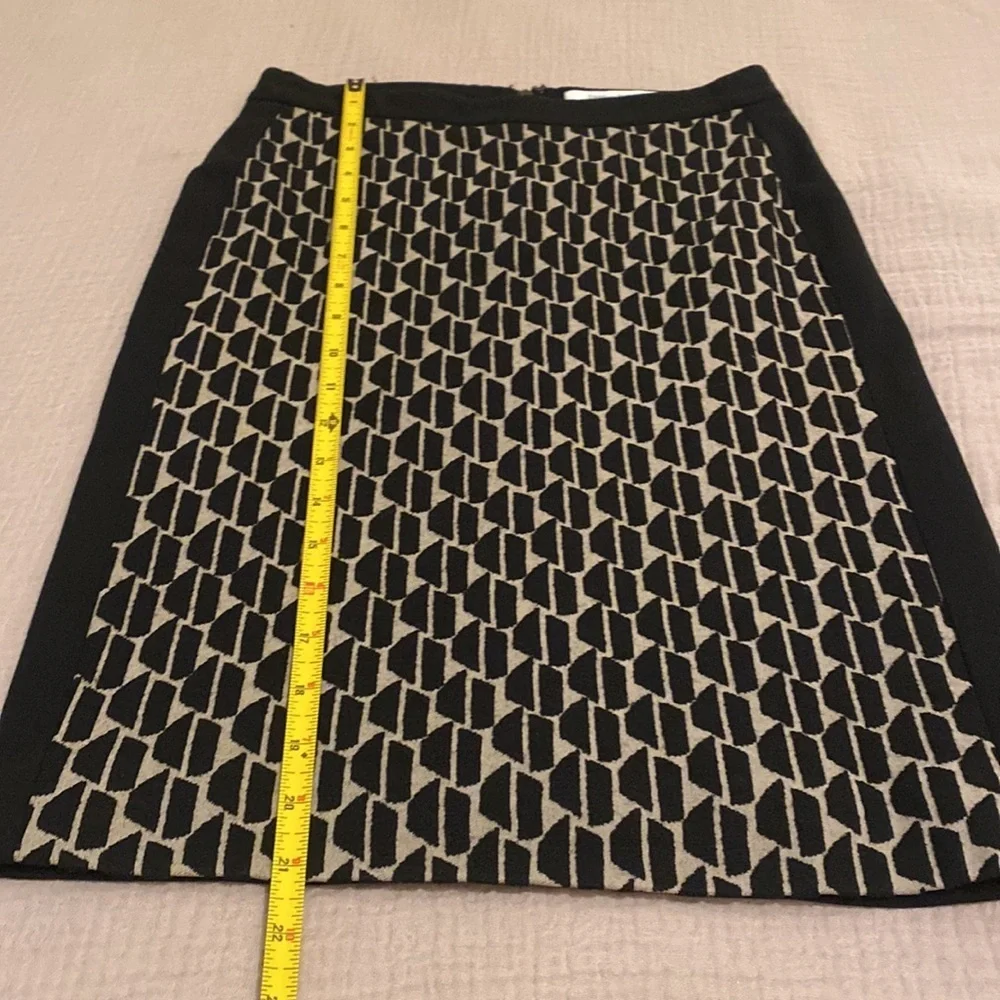 DIANE VON FURSTENBERG Alyce Black and Cream Geometric WOOL BLEND PENCIL Skirt. 2